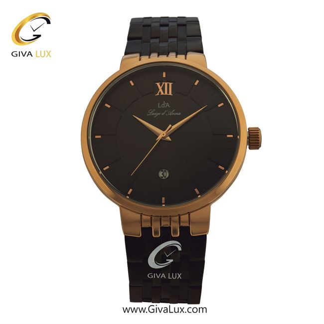 ساعت مچی اورجینال مردانه LdA | لوئیجی د آنا | Luigi d'Ana رزگلد | مشکی| مشکی| کد رفرنس 2404